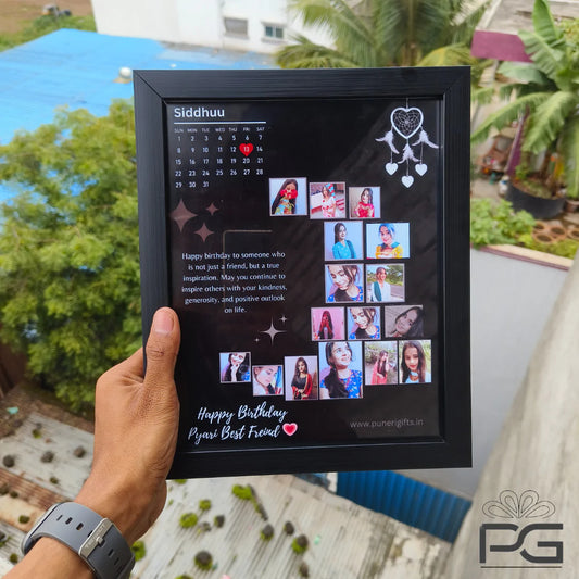 Personalised Moon Collage photo Frames for Wall Decor as Birthday Gifts, Anniversary, Wedding Gifts for Friends, Couples and Parents 20 Photos Black or white Frame), wood -Size (12 * 18 Inch)